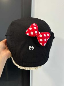 หมวกเบเร่ต์ผู้หญิง 2025 หมวกทรงกลม ลายโบว์ผีเสื้อ ขอบลูกไม้ หวาน สไตล์ Y2K หมวกทรงกลม หมวกแฟชั่น หมวกฤดูใบไม้ผลิ