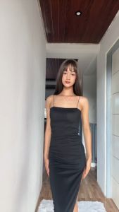 CLOTHINGHUB STRAPPY DRESS KNITTED MAXI FITTED DRESS WITH SLIT Small and larged color