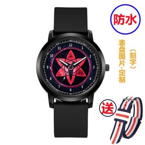 Naruto Shippuden Waterproof Quartz Watch with Chakra Pointer Rubber Band Kakaï Naruto Sasuke Eye Design 3ATM Depth
