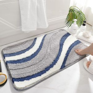 Thảm Tắm Sọc Sóng Tối Giản VIKAMA Thảm Sàn Chống Trượt Thấm Hút Nước Dùng Cho Lối Vào Phòng Tắm Trang Trí Nhà Hiện Đại Thảm Cửa Phòng Tắm Bằng Polyester