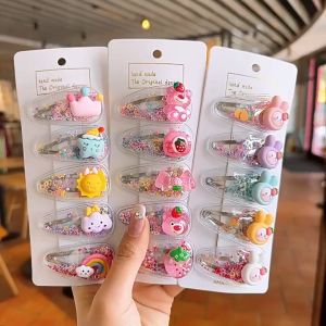 Sét 5 kẹp tóc hoạt hình dễ thươngphụ kiện tóc dễ thương họa tiết kuromi lotso melody cho bé gái