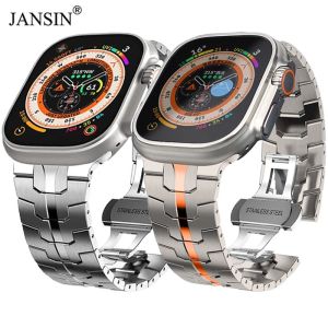 Luxury Titanium Color Strap for Apple Watch Ultra 2 Band 49mm 46mm 45mm 44 42mm Metal Stainless Steel Bracelet Iwatch 10 9 8 7 6