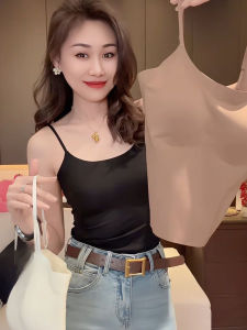 Spring Summer 2025 Womens Slim Fit Tank Top One Piece Cup Bare Sensation Seamless Outerwear Beautiful Back Strap Vest