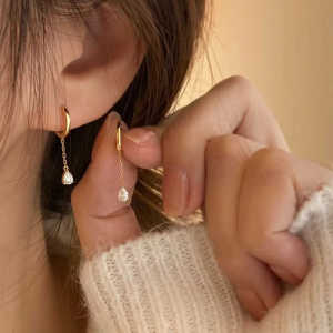 S925 Bạc Kim Tua Rua Waterdrop Bông Tai Nữ Thanh Lịch Cao Cấp Cảm Giác Tai Trang Sức Thời Trang Mới 2024 Mẫu Cặp