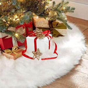 1pcs 78/90/120cm White Christmas Tree Skirt Plush Faux Fur Xmas Tree Carpet Decoration Ornament New Year Navidad Home Decor