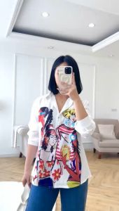 NANDO ATASAN KEMEJA WANITA KATUN SILK FULL KANCING FASHIONABLE