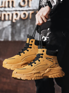 Casual High-Top Mens Martin Boots American Motorcycle Style Spring Autumn Work Shoes Warrior Brand Fabric Lined Mid-Calf Boots