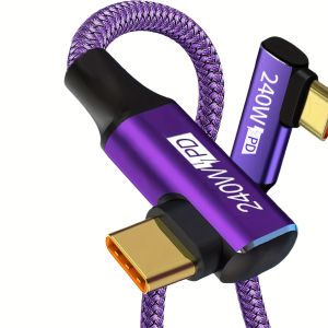 Purple 240W 3.3/6.6/9.8 ft USB-C Charging Cable Durable Nylon Braided USB-C to A Cable Compatible with Multiple Devices