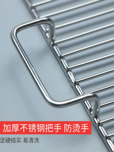 Thickened 304 Stainless Steel BBQ Grill Net with Handle Outdoor Barbecue Oven Net Frame Home Use Barbecue Rack Drying Net