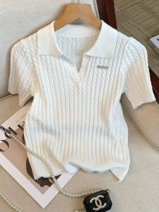 Large Size Womens Ice Silk Knit T-Shirt Casual Style Loose Fit Slimming Design Short Sleeve Summer Wardrobe Essential