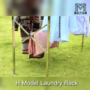 H MODEL - 1.5M ( 3 POLES NO WHEEL) Stainless Steel Extendable Drying Rack| Foldable Laundry Rack| Drying Rack| Laundry| Laundry Organiser| Drying Rack clothes| Drying clothe Folding| Cloth Laundry Drying Rack Retractable| Space Saving storage