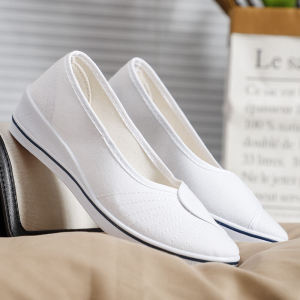 One-Word Brand Nurse Shoes Womens White Wedge Soft Bottom Beef Tendon Bottom Beauty Shoes Summer Deodorant and Breathable Not Tired White Shoes