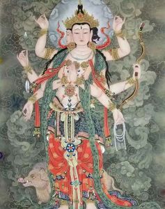 Maitreya Bodhisattva Painting Wealth Deity Offering Buddha Image Micro-Spray Core Decorative Artwork New Chinese Style Home Decor