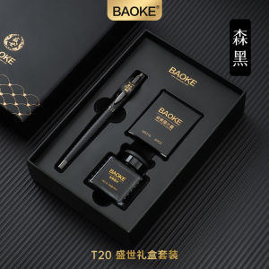 BAOKE T18/T19/T20 Black Grey Fountain Pen Gift Set Includes Ink Bottle 6 Cartridges Exquisite Package Smooth Writing Pens