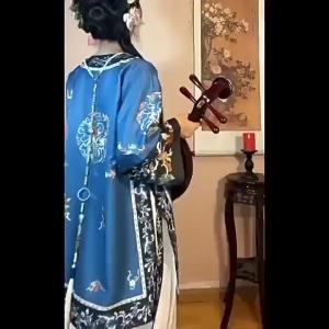 ＜1125＞  Wanita Qing dan Han Kolar Bulat R Pakaian Han [ Qing Qing ] Set Pakaian Han Cetakan Bunga Nenek Muda Pedagang Shanxi a Kuno