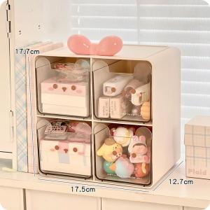 MEISITEKEKE | Cute Bear Design Transparent Drawer Storage Box