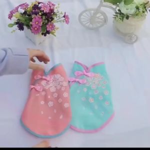 Baju anjing dan kucing baju imlek cheongsam hewan anabul warna cerah
