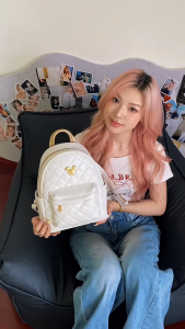 Disney Mickey Fashionable Korean Style Quilted Backpack White Mini Leather Bag for Women Cute Daily Bag