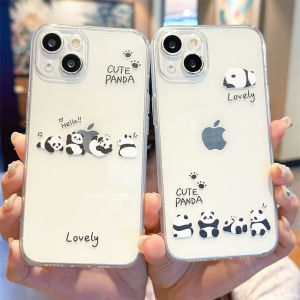 Cute Cartoon Panda Silicone Phone Case for Apple 15Promax 14 13Mini 12 Female 11 17/XR 16 Anti-Fall 8Plus Full Cover 7 Protective Cover 6