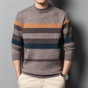 ROMON | Loomen Mens Knitted Sweater Casual Loose Thickened Winter Round Neck Pullover Fashionable Business Casual Polyester Blend