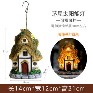 Creative Solar Powered ตกแต่งสวนกลางแจ้งเรซิ่นรุ่น Small House โคมไฟภูมิทัศน์ Courtyard ระเบียงแขวนเครื่องประดับ
