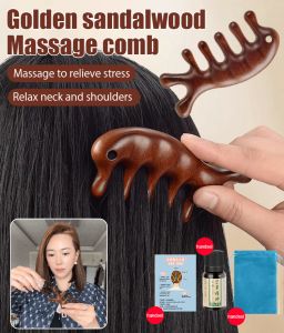 Mens and womens sandalwood massage comb small dolphin wide teeth wooden comb
