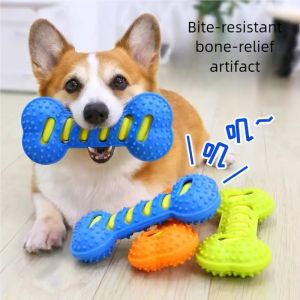 Dog Chew Toy Squeaky Bones Bite-resistant Training Puppy Toy Teeth Cleaning Interactive Massage Toothbrush Dog Toy