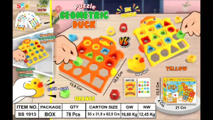 ( BISA COD ) PROMO Mainan Edukasi Anak Geometri Game Matching Puzzle Shape Geometric Duck Papan Permainan Bebek Tebak Bentuk / Mainan Anak Laki Laki / Mainan Anak Perempuan SNI Murah