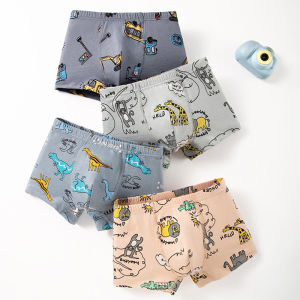 4 ชิ้นกางเกงบ็อกเซอร์ชายคุณภาพสูงผ้าฝ้ายเด็กกางเกงบ็อกเซอร์รถไดโนเสาร์รูปแบบต่างๆชุดชั้นในเด็ก