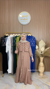 Gamis Wanita SAVIRA Vest Bordir Mat Rayon Twill Premium Terbaru Busui Friendly Kekinian