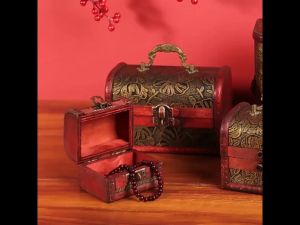Vintage Small Jewelry BoxesHandmade Wooden Storage Box,with Metal Lock