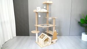 PaPaPet Cat Condo Cat Tree Multi-Level Cat Climbing Cat Tower Cat Apartment Cat House Sturdy Stable Cozy Soft