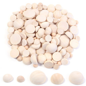 10-50Pcs Natural Half Wooden Beads 10/12/15/20/25/30mm Half Unfinished Wood Balls Split Wood Beads for DIY Craft Toy Home Decora