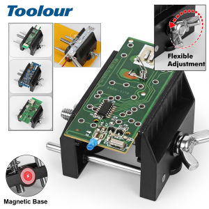 Toolour Adjustable PCB Holder with Magnetic Base Soldering Third Hand Helping Hands Multifunctional Clip for Soldering/DIY