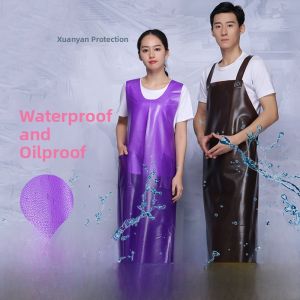 Thickened Vest-Style Waterproof Apron Long Kitchen Oil-Resistant Special Workwear Coverall Bull Tendon Wear-Resistant Waist Apron