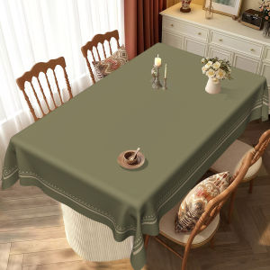 VIKAMA 1pc Retro Simple Border Tablecloth Olive Green Tablecloth for Living Room and Dining Room Home Decoration