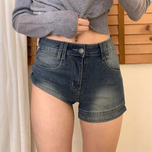 Retro Elastic Denim Shorts Womens Summer plus Size High Waist Slim Straight Leg Hot Pants for Pear Shaped Body Casual Wear