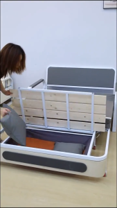 Multi-Functional Folding Sofa Bed with Storage Cabinet Side Pocket & 7CM Latex Formaldehyde-Free Single/Double/Queen Size Fabric Upholstered