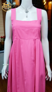 Dress and Dazzle Casual Maxi Dress for Women Plain Color with Two Side Pockets FreeSize Medium to XL Low Square Neckline