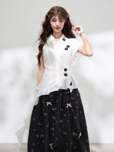 KEIKO | Stylish Unique Irregular Hem Fitted Linen Blouse