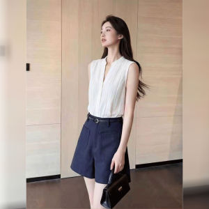 DANTING | Luxury Commuter Sleeveless V-Neck Outfit Set