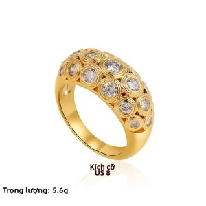 Nhẫn Thép Không Gỉ Mạ Vàng Zircon Dành Cho Nữ Thời Trang Sang Trọng Kiểu Dáng Cổ Điển Tinh Tế Đa Năng Phù Hợp Đi Làm Và Làm Nhẫn Cưới