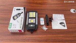 Sensor Gerak Lampu Surya Tahan Air Lampu Jalan Remote Control COB LED Lampu Dinding Terang Tinggi untuk Halaman Jalan Teras Taman Lampu Solar