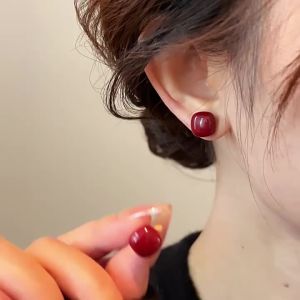 WENXI | Bông Tai Thời Trang Hạt Ngọc Trai Đỏ Độc Đáo