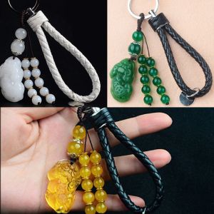 Gantungan Kunci Mobil Batu Giok Alami Ukiran Pixiu Untuk Pria Hadiah Simbol Kemakmuran dan Kekayaan Lucky Keychain Pixiu