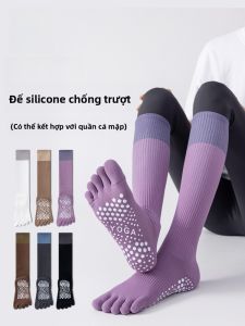 MiiOW | Tất thể thao chống trượt năm ngón cho nữ Tất dài đến bắp chân Thấm hút mồ hôi Dây thun Mũi bằng vải khăn Tất dài đến đầu gối