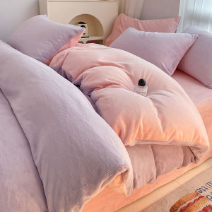 New Solid Color Milk Velvet Bedding Set 4PCS Thickened Coralline Velvet For Winter