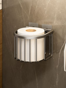 No-Drill Wall-Mounted Toilet Paper Holder Bathroom Storage Shelf Tissue Box Organizer Chinese Style Home Cleaning Tool