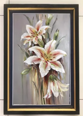Hiasan Dinding Cetak Gambar Lukisan Bunga pls Bingkai uk:45cm x 65cm