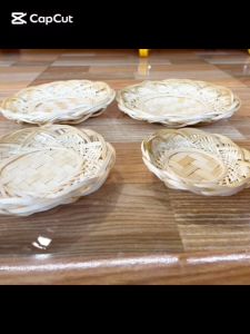 Đĩa tre đựng đồ ăn lót nồi trang trí Mây Tre đĩa tre để hướng dương cafe rế tre lót nồi niêu 12cm16cm18cm20cm